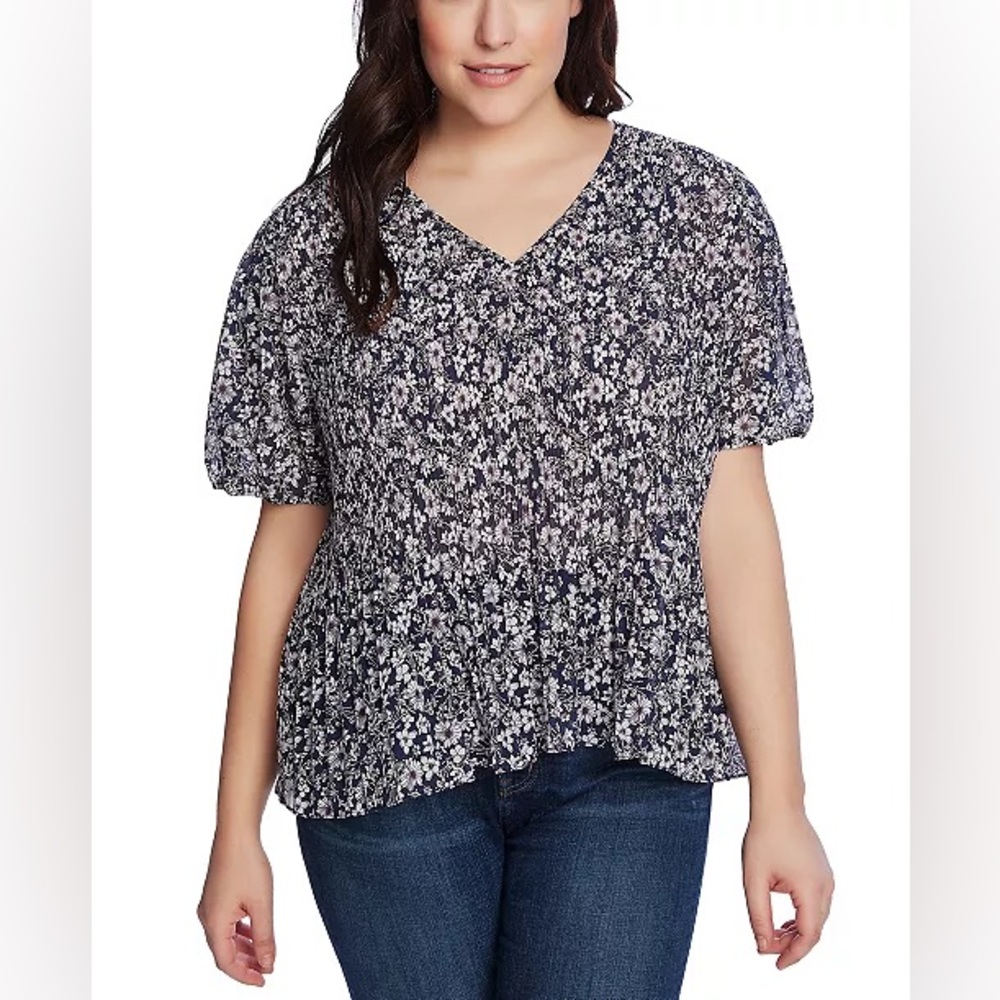 •new• 1 STATE Wildflower Bouquet Pleated Blouse